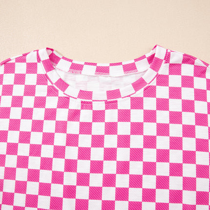 Black Checkerboard T Shirt and High Waist Skorts 2 Piece Outfit set