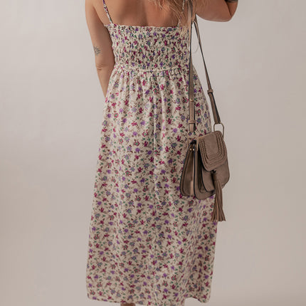 Multicolour Bohemian Ditsy Floral Smocked Fit Flare Sundress