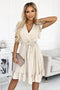 Beige Dress with Frill and Tie – Cornelia