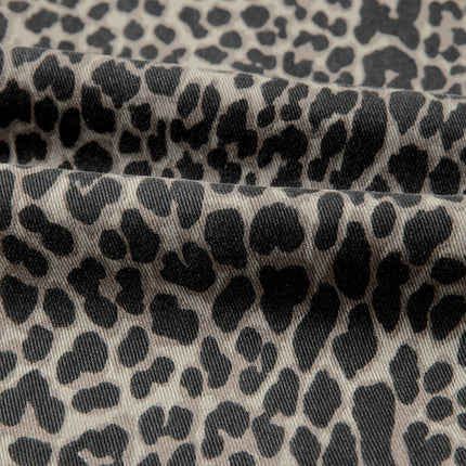 Black Leopard Print Wide Leg High Waist Jeans