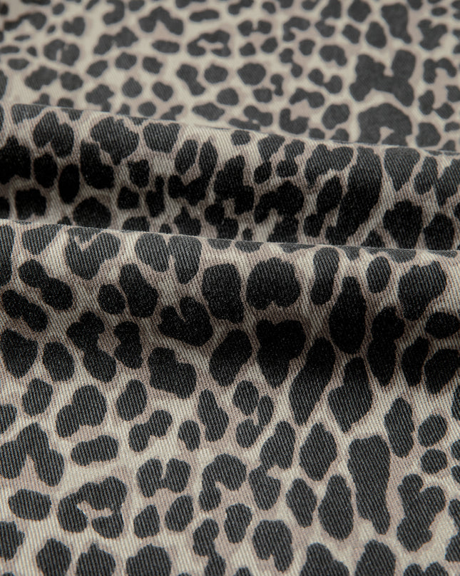 Black Leopard Print Wide Leg High Waist Jeans