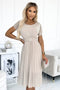 Beige Pleated Midi Dress with Wide Belt – MIA