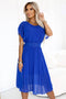 Cornflower Blue Pleated Chiffon Midi Dress with Belt – MIA