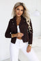 Σοκολατί σουέντ biker jacket με μακριά μανίκια και φερμουάρ