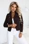 Chocolate Brown Suede Moto Jacket with Long Sleeves and Zippers