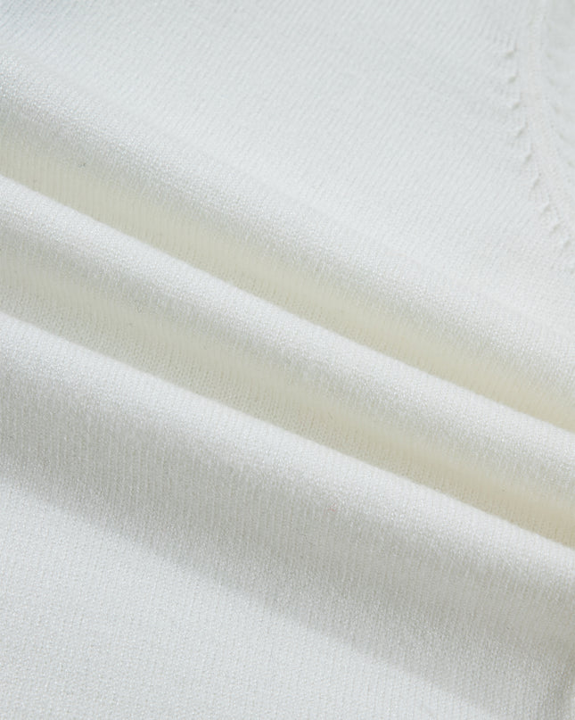 White Knitted Leopard Ruffle Patchwork Button Down Cropped Cardigan