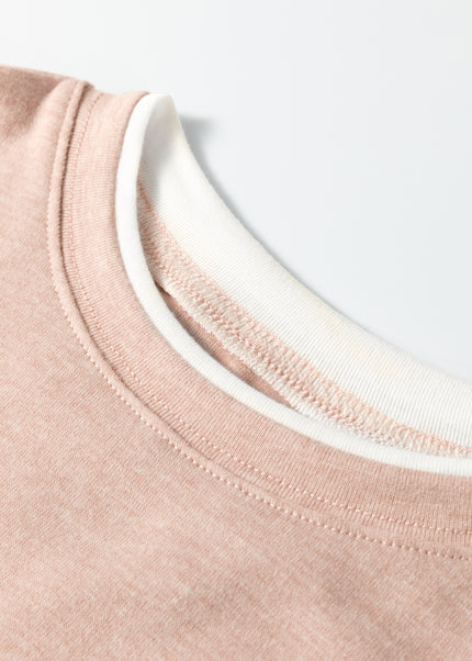 Smoke Gray False Two Piece Color Block Patchwork Long Sleeve Top