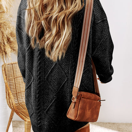 Parchment Cable Knit Drop Shoulder Loose Fit Sweater Dress