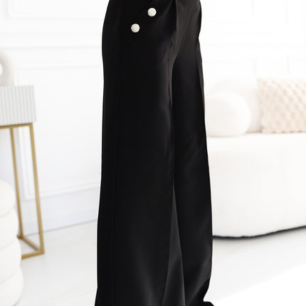 19773-6-496-2 Elegant wide pants with high waist and golden buttons - black-6