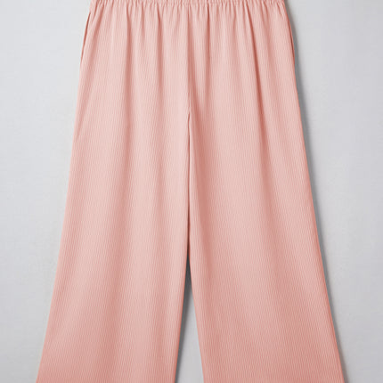 Pink Stripe Drawstring Plus Size Loose Pants