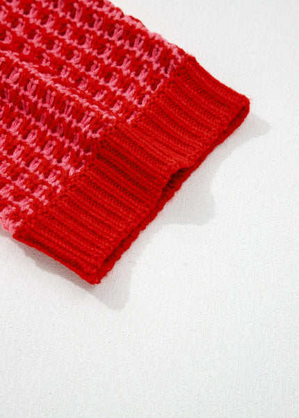 Red 3/4 Draped Sleeve Slouchy Sweater