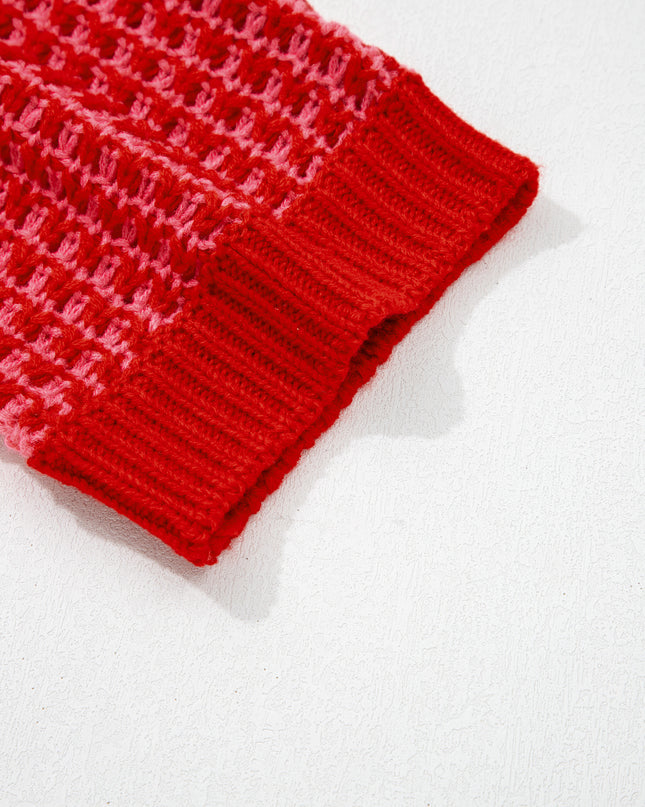 Red 3/4 Draped Sleeve Slouchy Sweater