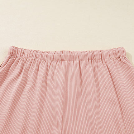 Pink Stripe Drawstring Plus Size Loose Pants
