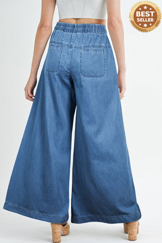 Button Fly Waist Wide Leg Jeans
