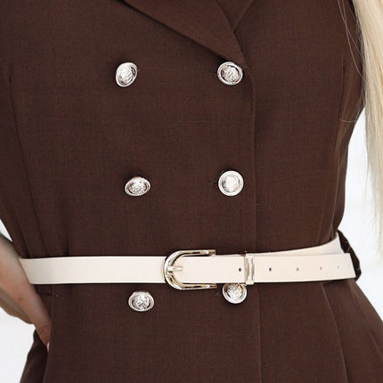 Chocolate Midi Shirt Dress with Gold Buttons and Belt – Elegant
