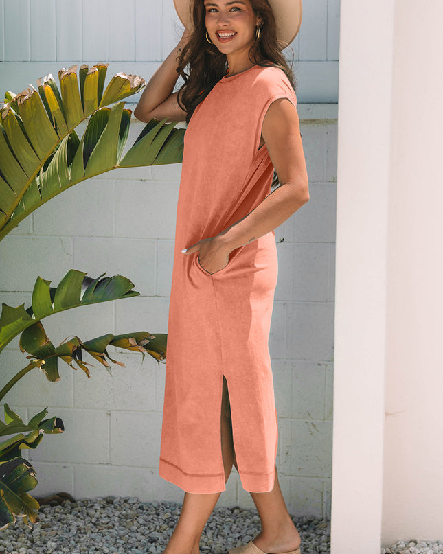 Carrot Pocketed T-shirt Long Dress