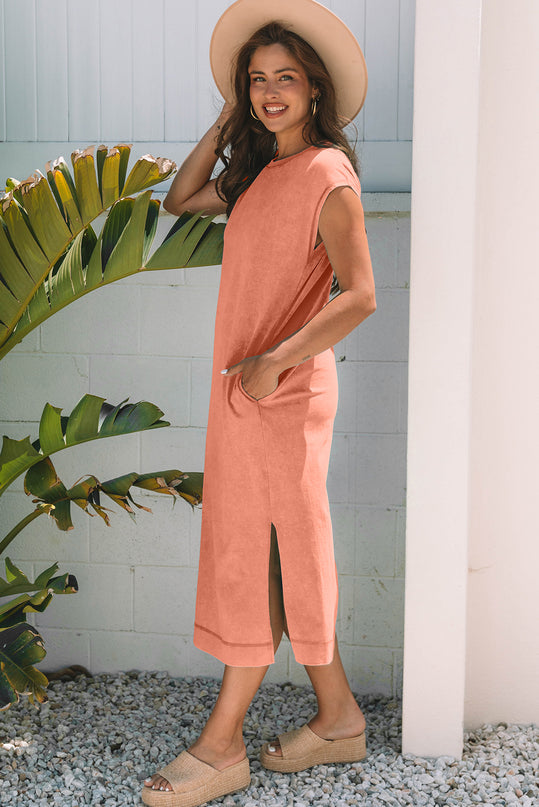 Carrot Pocketed Long T-shirt Dress