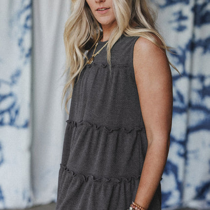 White Tiered Frill Trim A-line Tank Top