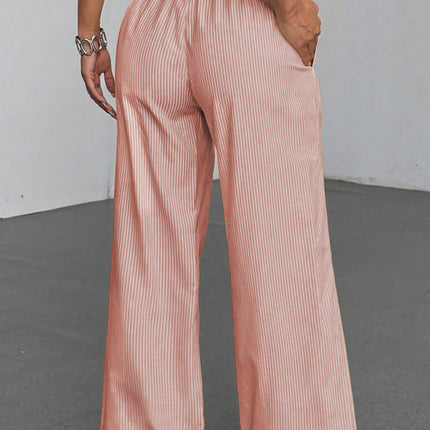 Pink Stripe Drawstring Plus Size Loose Pants
