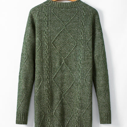 Cable Knit Drop Shoulder Sweater Dress