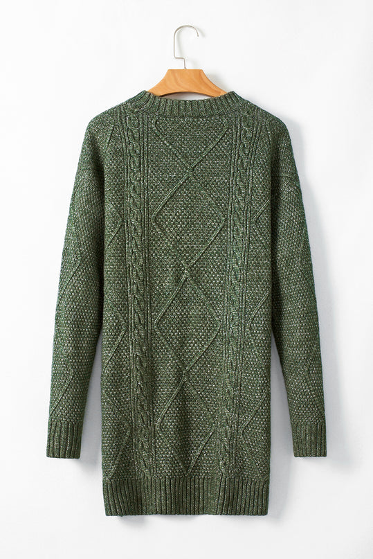 Cable Knit Drop Shoulder Sweater Dress