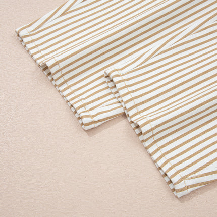 Khaki Stripe Casual Barrel Jeans