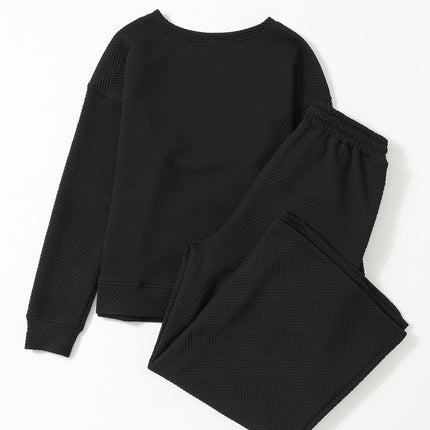 Navy Blue Ultra Loose Textured 2pcs Slouchy Outfit Set
