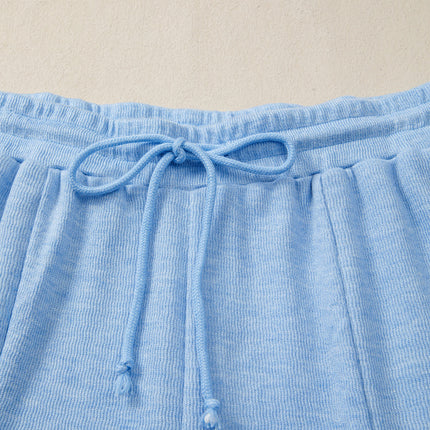 Beau Blue Cap Sleeve Matching Top and Jogger Pants Set