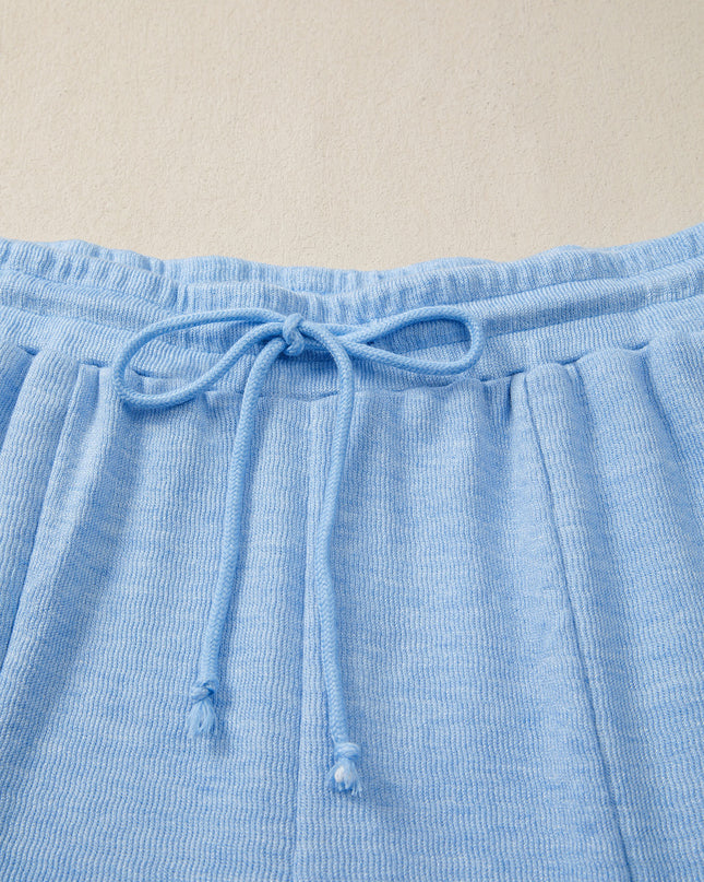 Beau Blue Cap Sleeve Matching Top and Jogger Pants Set