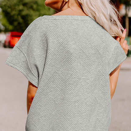 Black Textured Loose Fit T Shirt and Drawstring Pants Set