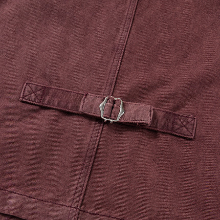 Coffee Corduroy Collar Zipped Front Denim Jacket