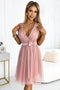 Dirty Pink Tulle Dress with Bow and Neckline