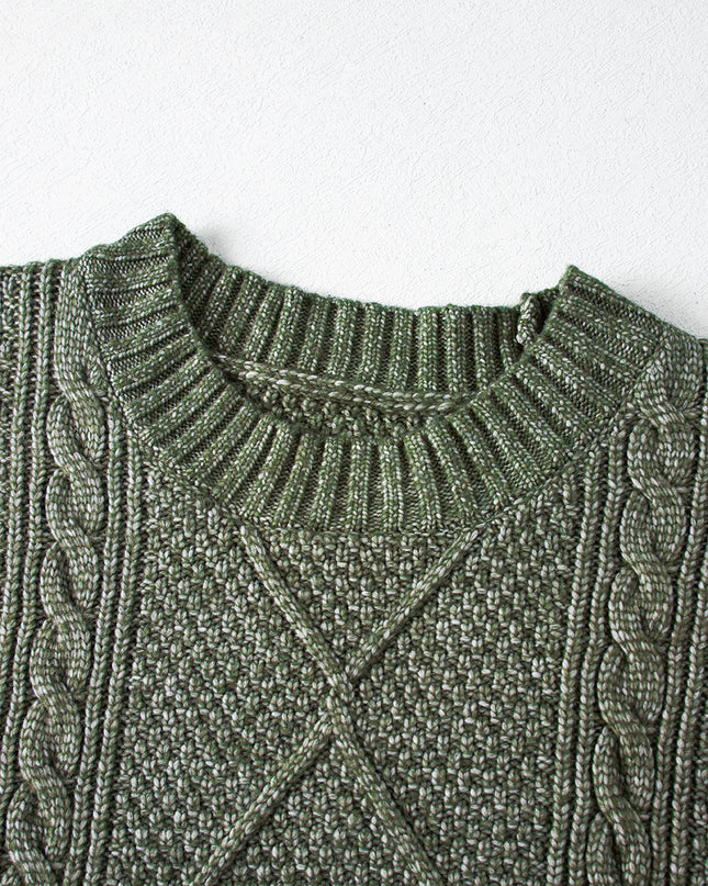 Parchment Cable Knit Drop Shoulder Loose Fit Sweater Dress