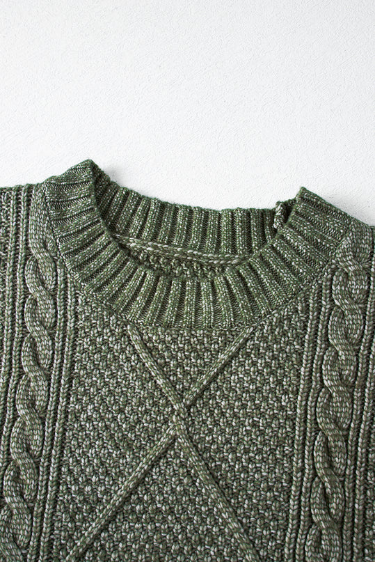 Cable Knit Drop Shoulder Sweater Dress