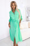 531-8 Midi shirt dress with gold buttons and a tie - neon mint