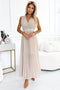 Beige Pleated Dress with Wide Belt