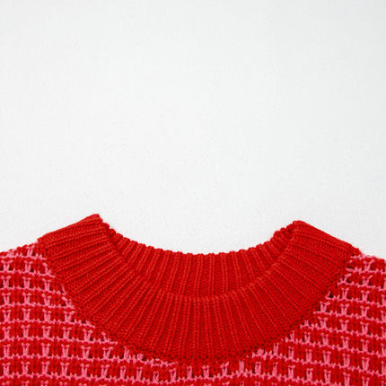 Red 3/4 Draped Sleeve Slouchy Sweater