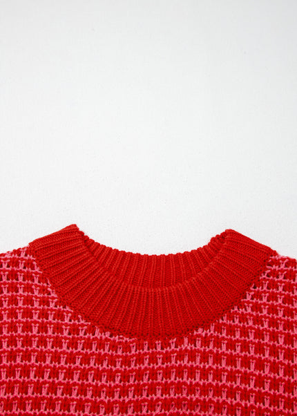 Red 3/4 Draped Sleeve Slouchy Sweater