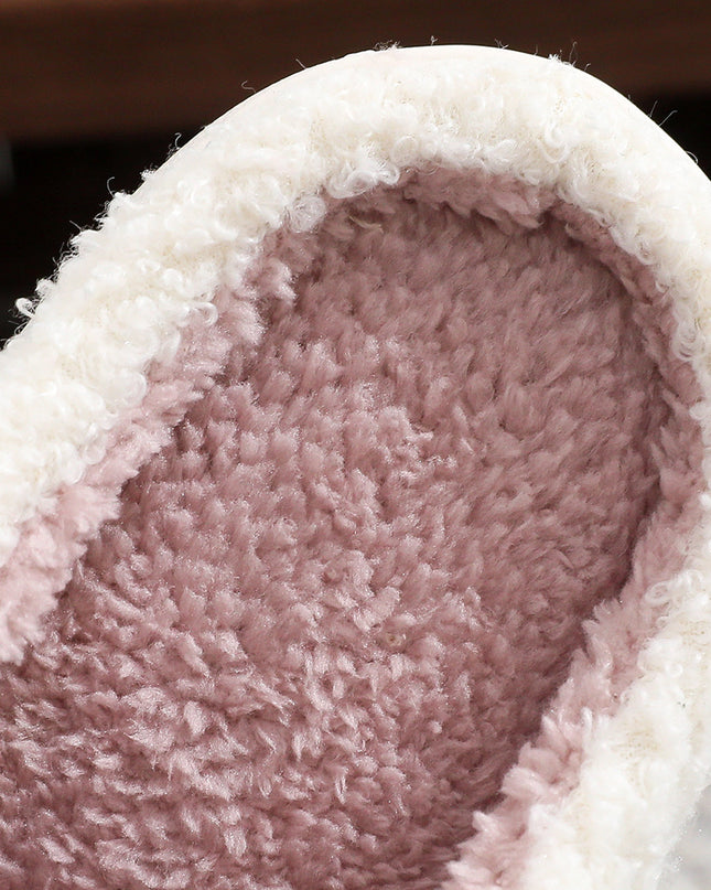 White Glister Ribbon Bow Decor Contrast Liner Plush Slippers