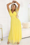 562-8 NASTIA Long dress with a neckline, tie and short sleeves - lemon limoncello
