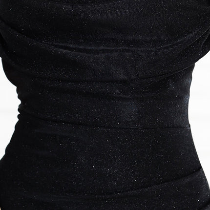 563-2 COSIMA Shiny and elegant draped dress - black