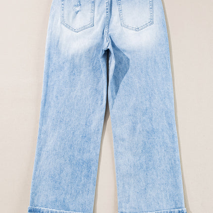 Beau Blue Light Wash Distressed Straight Jeans