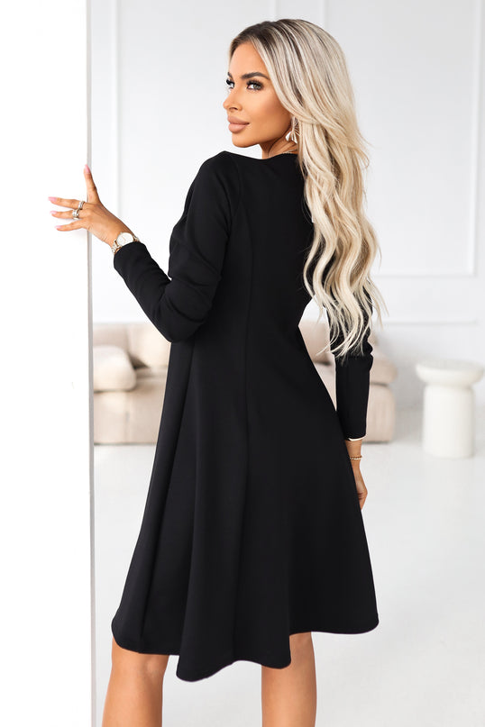 Black Long Sleeve Trapeze Dress – Ivana