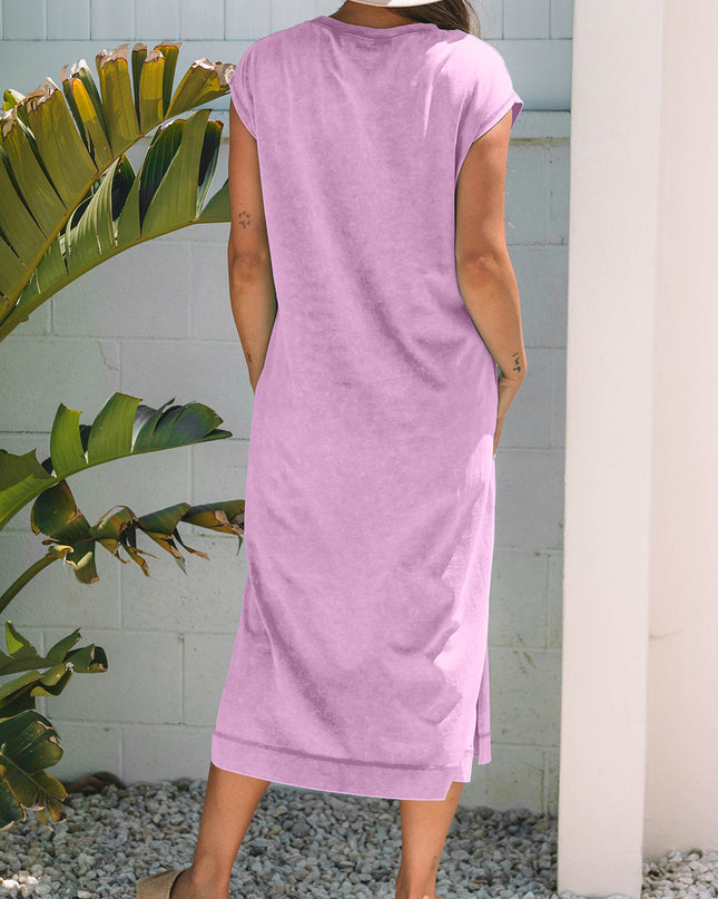 Carrot Pocketed T-shirt Long Dress