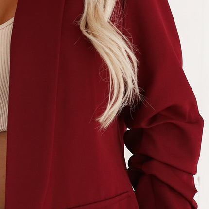 21157-6-588-4 Women's classic jacket with draped sleeves - burgundy-6