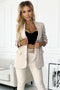 588-7 Women's classic blazer with draped sleeves - dark beige