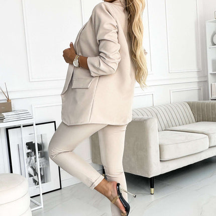 588-7 Women's classic blazer with draped sleeves - dark beige