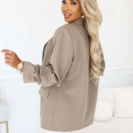 588-8 Women's classic blazer with draped sleeves - fango