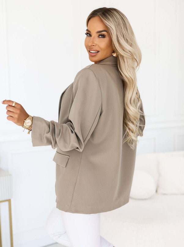 588-8 Women's classic blazer with draped sleeves - fango