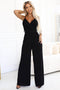 Black Jumpsuit with Wrap Neckline and Belt